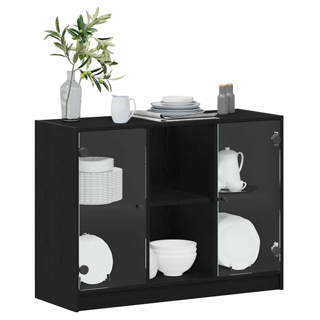 Sideboard Schwarz Eiche 102x37x75,5 cm Engineered Wood